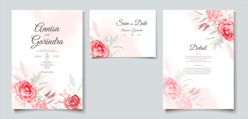 Wedding Invitation Beautiful Rose Floral