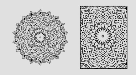 Decorative artistic Mandala design with Mandala coloring page Design