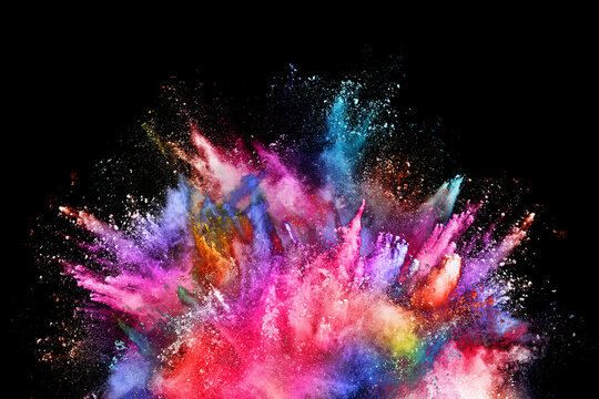 abstract colored dust explosion on a black  powder  splatted background,Freeze motion of color powder explodingthrowing color  powder, multicolored glitter texture. Stock Illustration | Adobe Stock