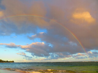 Beautiful sunset in Hawaii by ocean