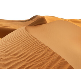 Sand dunes on white background. Wild desert