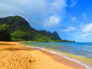 Beautiful sunset in Hawaii by ocean