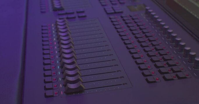 Audio mixer. Remote control to adjust the sound.close-up.