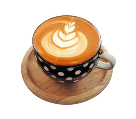 hot latte in ceramic cup on white background