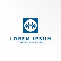 Letter or word H sans serif font or squat rack pull up with Fitness barbell image graphic icon logo design abstract concept vector stock. Can be used as a symbol related to gym or initial