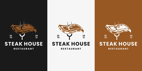 vintage fresh steak logo design templates for restaurant