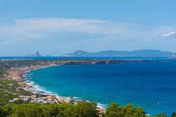 View of the island of Formentera in the Balearic Islands in Spain