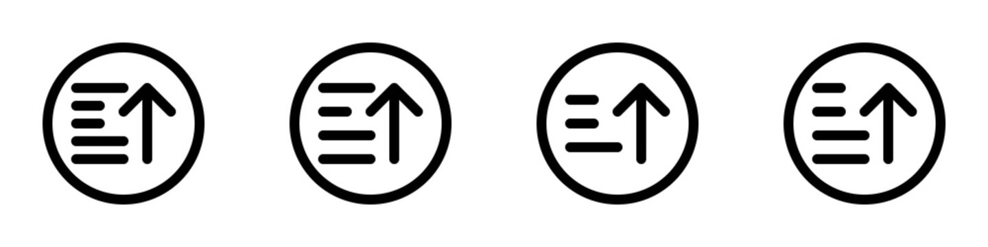 Conjunto de icono de clasificaci&oacute;n. Concepto de organizaci&oacute;n y clasificaci&oacute;n de palabras de orden ascendente. Ilustraci&oacute;n vectorial, estilo circular