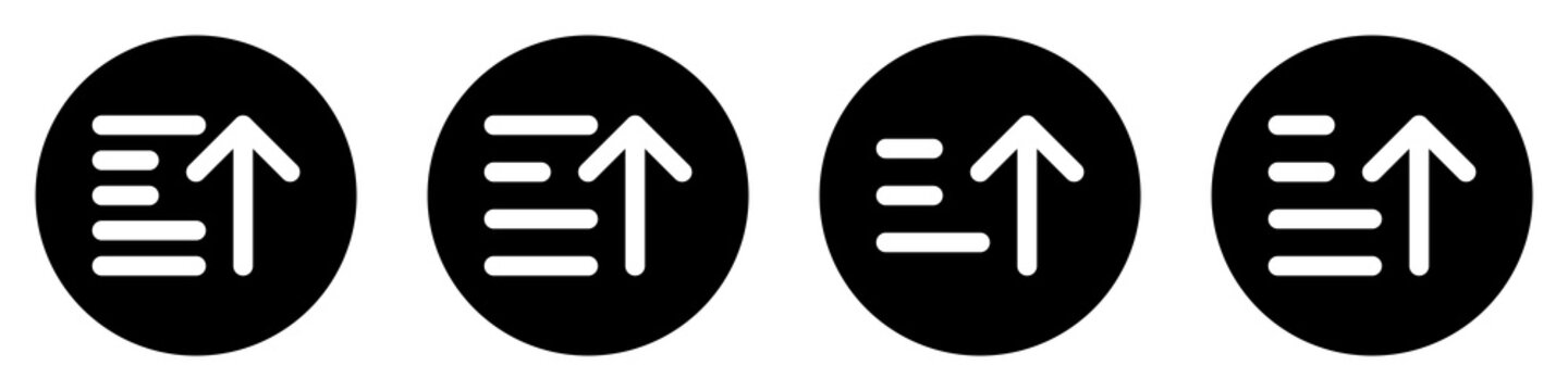 Conjunto de icono de clasificaci&oacute;n. Concepto de organizaci&oacute;n y clasificaci&oacute;n de palabras de orden ascendente. Ilustraci&oacute;n vectorial, estilo circular