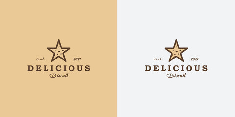 creative star biscuit, dream food logo design retro