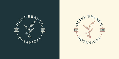 creative vintage olive branch logo design for your business spa, fashion, cosmetic, and health
