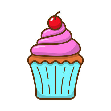 Cute cupcake vector illustration isolated on white background