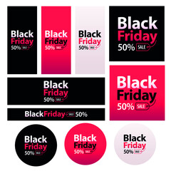Black Friday promotional assets tags advertising banner display vector