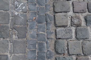Roughly laid cobble stones
