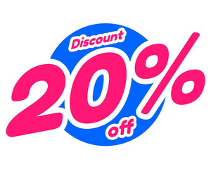 Discount 20 Percent Off - Amazing vector template of rounded discount sign suitable for social media feeds, animation, sales, icon, sign, sticker, template design assets, decoration, and illustration 