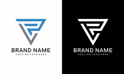 logo vector letter PL triangle shape modern.on a black and white background.