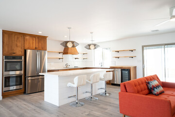 White kitchen with wood accents