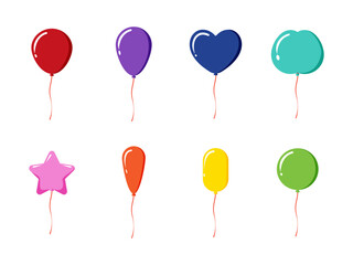 set of colorful balloons isolated with beautiful color