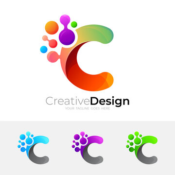 Letter C logo and medical logo template, DNA icon