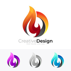 Flame logo with abstract design illustration, hot logos
