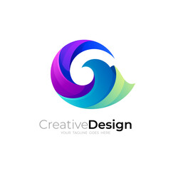 G logo and wave design combination, blue color