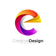 Symbol letter C logo with colorful design, modern style