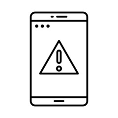 smartphone warning line icon vector design, editable stroke line icon