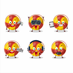 Ground spinners fireworks cartoon character are playing games with various cute emoticons