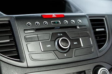 Car audio system concept. Music player in car.