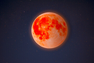Super bloody moon on the sky