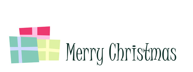 MERRY CHRISTMAS BANNER GIFTS AND RETRO TYPOGRAPHY