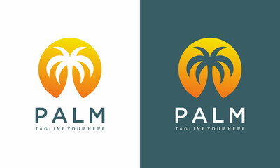 Palm Therapy with gold color logo design vector template inspiration on a white and green background.