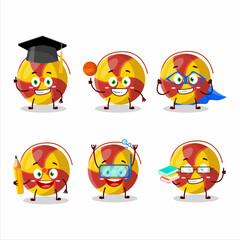 School student of ground spinners fireworks cartoon character with various expressions