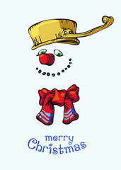 Christmas t-shirt design with smiling snowman face