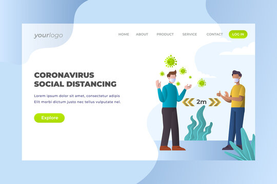 Corona Virus Social Distancing - Vector Landing Page