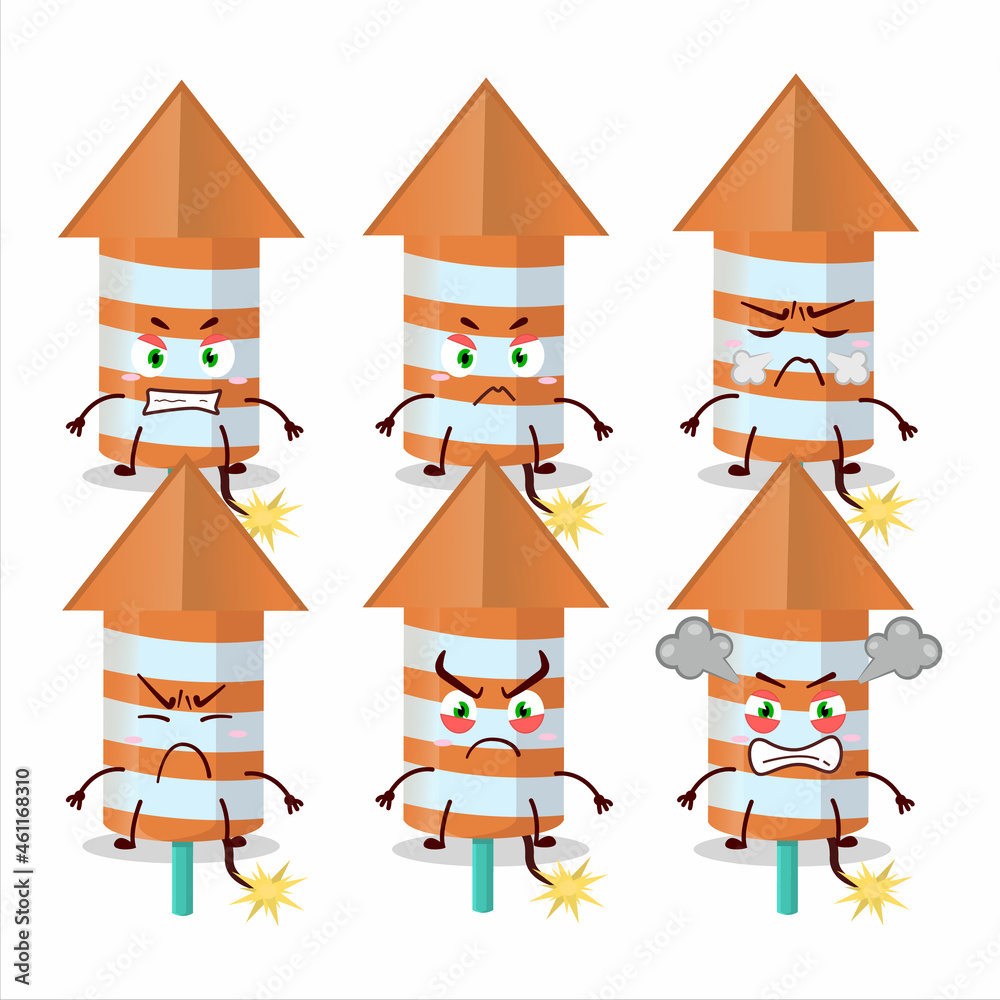 Canvas Prints rocket firework orange cartoon character with various angry expressions