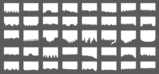 Set of ripped and torn blank paper background. Vector