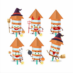 Halloween expression emoticons with cartoon character of rocket firework orange