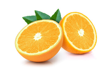 slice of orange onwhite	