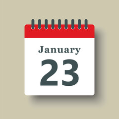 Icon day date 23 January, template calendar page