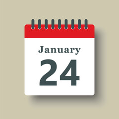 Icon day date 24 January, template calendar page