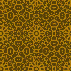 Beautiful seamless floral pattern with mandala. Seamless doodle style background. Mosaic floral pattern for design and fashion.