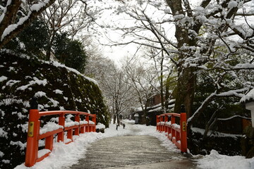 雪の大原三千院の参道です。