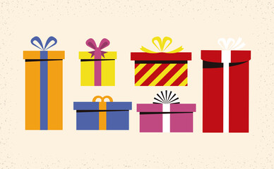 Celebration - group of gifts, set illustration