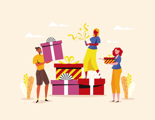 Celebration - People and gift concept design background