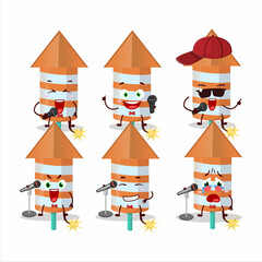 A Cute Cartoon design concept of rocket firework orange singing a famous song
