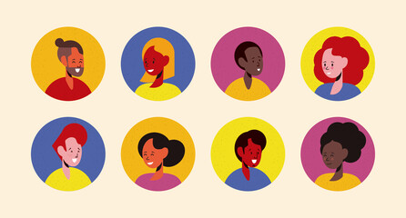 Peple Avatar - Icon set, people multiethnic, culture