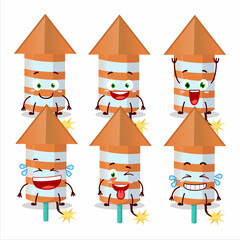 Cartoon character of rocket firework orange with smile expression
