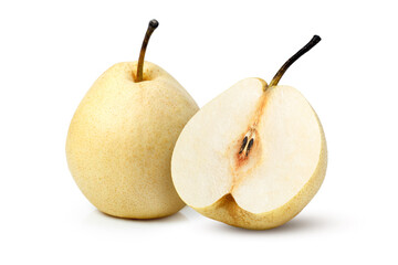 yellow pear fruit isolated on white background 