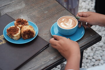 breakfast with coffee latte